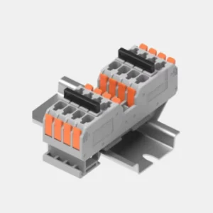 4-Pole Rail-Mount Terminal Blocks with Lever for Solid and Stranded Conductors