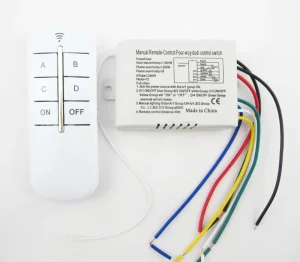 4 Way Remote Control Light Switch 220V 4x1000W Four Channel RF Wireless Switch