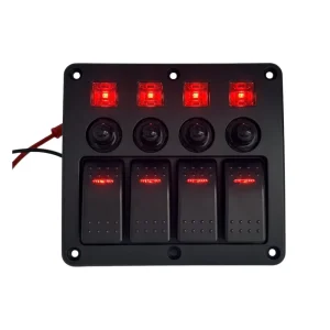 4-way Boat Switch Panel with 4-way Overload Fuse Waterproof Toggle Control Panel Suitable for Both RV and Yachts