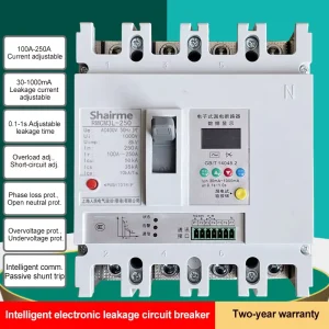 400V 3 Phase 4 Wire Electronic Moulded Case Circuit Breaker 50kA Breaking Capacity Phase Loss Zero Cut Over Under Voltage