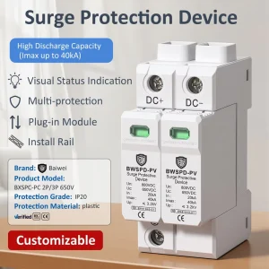 40KA 800V DC Surge Protective Device T2 Type Surge Arrester Protector Lightning Protection Industrial Solar PV System Certified
