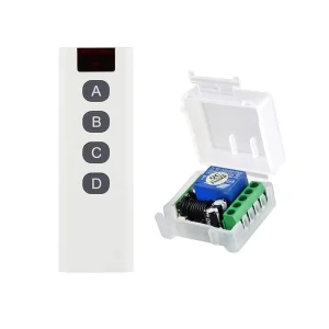 433.92mhz Wireless Remote Control Single Channel Switch Controller 4 Buttons 100m Range Rechargeable Battery Plastic for