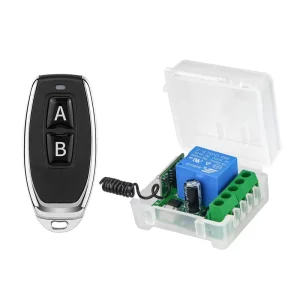 433MHz RF Relay Switch Remote Control 1-Channel Learning Code 2 Button 50m Range AAA Battery Auto Garage Door LED