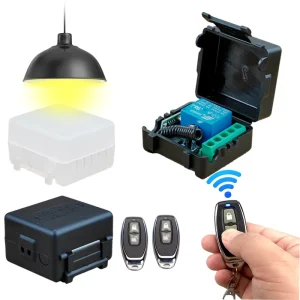 433MHz Wireless DIY Remote Control Switch Waterproof 10A Relay Receiver 5V 12V DC Learning Code 2 Transmitters for Gate Light