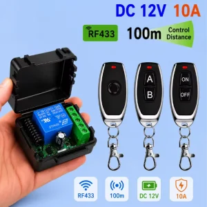 433Mhz Remote Control Wireless Switch DC 12 24V RF 10A Relay Receiver and 2CH Transmitter for Door Electromagnetic Lock