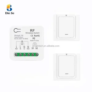 433Mhz Wireless Light Switch Mini Relay Receiver Lamp 16A 3000W Plastic Wall Panels AC 110V 220V 10-50m Range Remote Control
