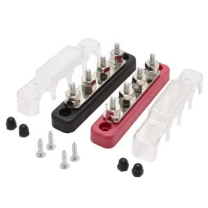 48V 150A Heavy Duty 2-Pole M4 Black Nylon Terminal Blocks Copper Bus Bar