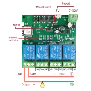 4CH DC7-32V AC85-250V EWelink EWB4CH-B1/D1 WIFI Switch Smart Receiver on Off APP Remote Control Switch Dry Contact Switch