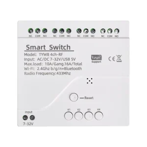 4CH Tuya Smart Switch WiFi Relay Module 7-32V 85-250V RF433 for Smart Lighting and Garage Door Opener