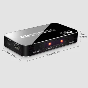4K HDR 4 Ports 4K 60Hz 4X1 HDMI Switch 2.0 Switcher Selector with IR Wireless Remote Supports HDCP 2.2 Ultra HD Vision