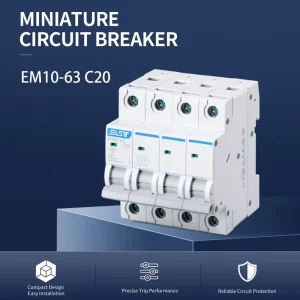 4P 20A C20 10kA Miniature Circuit Breaker for Industrial Home Power Distribution AC230/400V EM10-63 C20