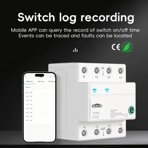 4P 63A DIN Rail Smart Circuit Breaker 3 Relays Cut Off L Timer Countdown Switch Voice Control AC 3x110V 3x220V
