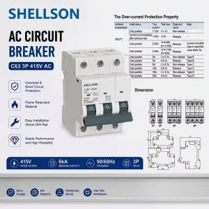 4P AC MCB 400V 6kA C Curve Copper PA66 Miniature Circuit Breaker Industrial Power Distribution