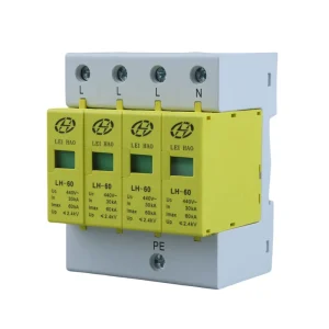 4P AC SPD T2 Yellow 440V 30KA 60KA 2400V Surge Protection Devices for Solar Systems Lightning Protection