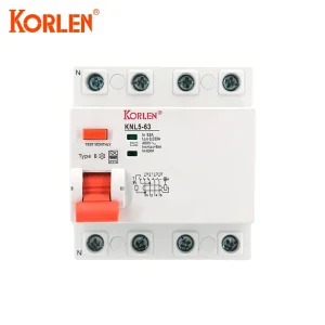 4P B Type 2/4P 50A 63A PV Solar Low Voltage RCCB Residual Current Circuit Breaker