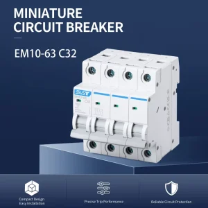 4P C32 32A 10kA AC230/400V Miniature Circuit Breaker Ideal for Heavy Load Power Distribution