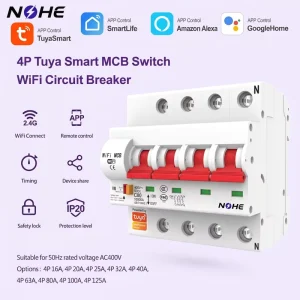4P DIN Rail Smart WiFi Circuit Breaker AC400V 16A-125A WiFi TUYA Control Miniature Smart Circuit Breaker