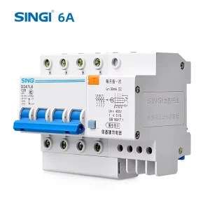 4P RCBO DZ47LE-63 Miniature Circuit Breaker 1-4 Pole PA66 Material 6KA Breaking Capacity IEC Certified Rail Mounting CE