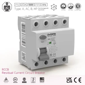 4P RCCB Residual Current Circuit Breaker Electromagnetic Electronic AC 10kA 300mA 32A Copper Industrial Electronic Equipment