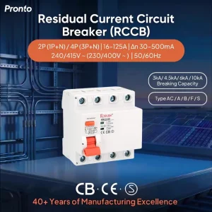 4P Type AC 100mA RCCB Household and Industrial Scenario Residual Current Circuit Breaker