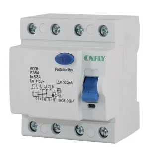 4Pole 3P+N Earth Leakage 63A 100A Diferencial Circuit Breaker 300mA RCD