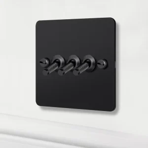4mm Ultra Thin Black Stainless Steel Surface Mount Toggle Switch 1/2/3/4 Gang 2-Way Durable 10A Child Lock Home Retro