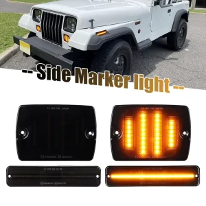 4pcs Kit Front Amber Turn Signal Lamp Side Marker for Jeep Wrangler YJ Front Side Indicator Signal Lights