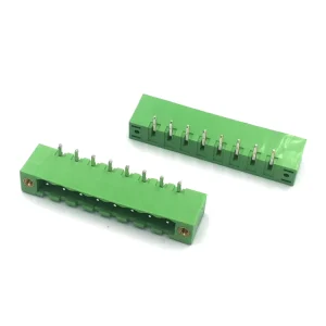 5.08mm 8P 90 degree Male Socket Green Terminal Block Plug in Connector Brass PA66 Material CE Certified 250VAC 8A Electrical