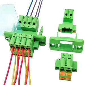 5.08mm Pitch Complete Male & Female Through-Wall Flange Solderless Free-Hanging Dual-Row Spring Cage Terminal Block Connection