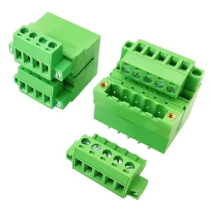 5.08mm Pitch Complete Male and Female Dual Row PCB Terminal Block Set with Flange Straight and Right Angle Pin Header