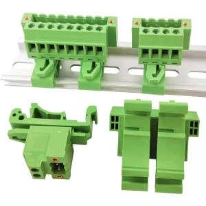5.08mm Pitch DIN Rail Mount Solderless Vertical Male Terminal Header with Flange for 35mm DIN Rail Tool Free Connection
