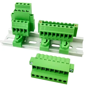 5.08mm Pitch Vertical Solderless Plug-In Terminal Block Same-Direction Flat-Exit Flanged Male & Female Connector for 35mm Rail