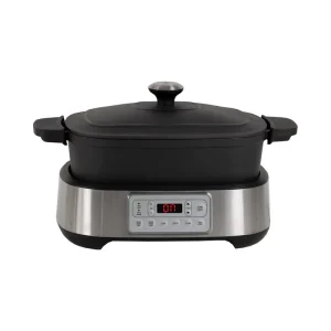 5.5L 1250W Smart Portable Multifunctional Electric Slow Cooker with Cast Iron Pot Rice Cooker for Home Use