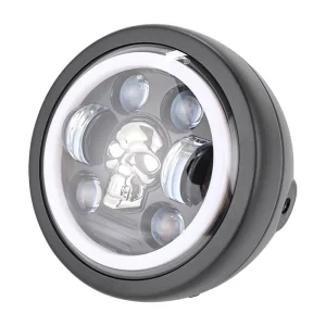 5.75 Inch 12V LED Motorcycle Headlight Projector Super Bright High Low Beam Turn Signal Light Off road Dazzling Skull Angel Eye