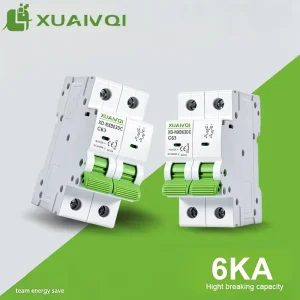500V 1000V 1200V DC Breaker for Solar Panels 6KA 2P MCB Breaking Capacity PV System Miniature Circuit Breaker DIN Rail Mounting