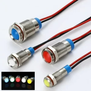 6 8 10 12mm Mini Small Panel Mount Signal Lamp Waterproof Equipment Metal LED Indicator Light With Wire 3 6V Red Green Yellow