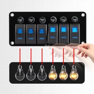 6 Gang Waterproof Car Boat Marine LED Rocker Switch Panel Circuit Breaker Car Styling Auto Car Accessory Rocker Switch Panel