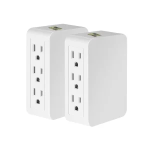 6 Outlet Side Mount Wall Socket Adapter 15A 125V ABS Material Surge Protection