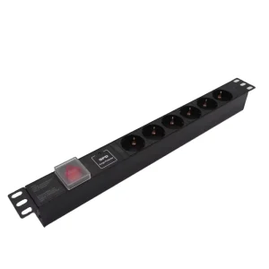 6 Outlets 16A German Type 19″ 1U Power Distribution Unit PDU with Surge Protection Equipment