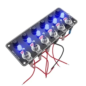 6 Position DC12V 24V Toggle Switch Panel Blue LED Illuminated 10A Fused Switch Control Box for Car Boat RV Truck Yacht Camper