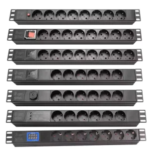 6 Way German Type Power Distribution Equipment with Surge Protection SPD Switches 240v PDU Socket