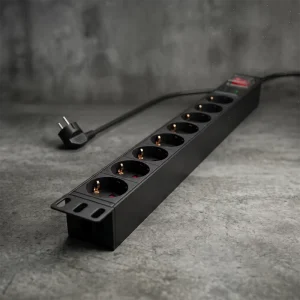 6 Way Schuko PDU 16A 240V 1U 19 Inch Rack Mount Power Distribution Unit Aluminum Alloy Overload Protector Data Center Use