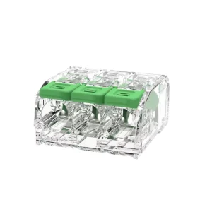 6.9MM Plug-In Spring Terminal Block for DIN Rail Transparent Housing Tin Contact Surface 3-Pole 41A Electro Plated