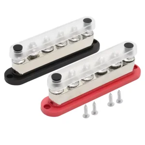 600A Bus Bar Terminal 6 X 3/8″ (M10) Stud Terminal Block with Cover for Automotive Car Marine Boat