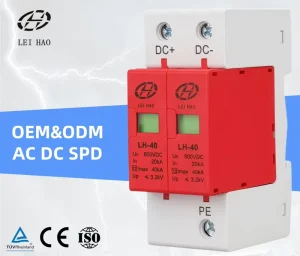 600V 1000V 2P 40kA DC Surge Protector T2 Industrial CE Solar System Lightning Protection