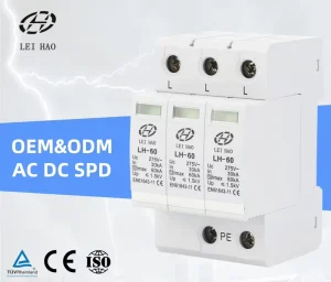 60KA 275V 3P T2 AC Surge Protector Solar SPD Model LH 60 275 3P PBT Material Industrial Solar Systems CE Certified