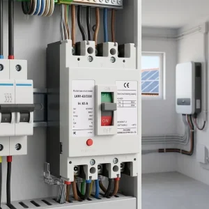 63 Amp 3 Pole White Molded Case Circuit Breaker MCCB 35kA 400V Thermal-Magnetic Trip Unit 50/60Hz for Solar PV