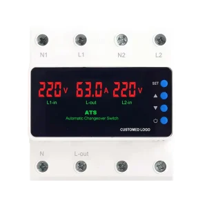 63A 100A ATS Adjustable Over Under Voltage Current Protector Dual Power Conversion Automatic Transfer Switch Monitor Relay 220V