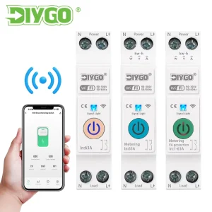 63A 1P+N WiFi Smart Switch MCB With Energy Meter kWh Monitoring Timer Relay Tuya SmartLife Control DIY Smart Breaker