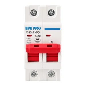 63A 2P AC Miniature Circuit Breaker 240V/400V DIN Rail Mount Thermal Magnetic Trip MCB Solar Disconnect Switch Overload
